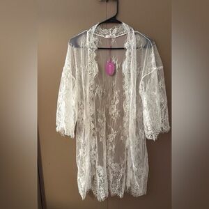 Avidlove white lace robe
